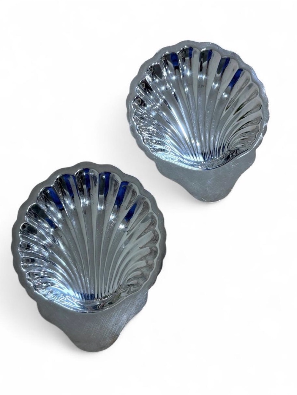 Blue Shell-Shaped Decorative Bowls - Set of 2